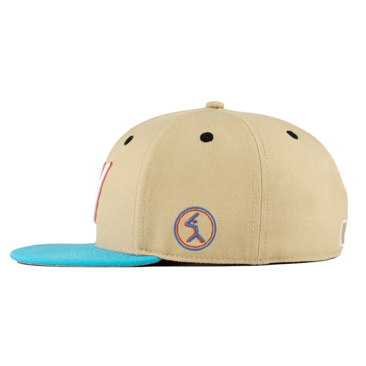 TCAP Customize Acrylic Wool Blend Hat Flat Brim 6panel Beige Fitted Baseball Caps