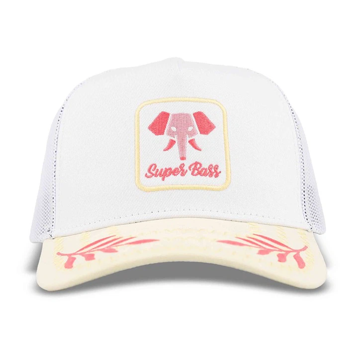 Unique Elephant Icon White Trucker Cap